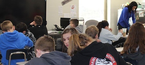 Students seated in a classroom