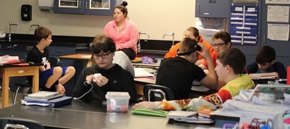 Students seated in a classroom