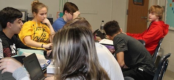 Students seated in a classroom